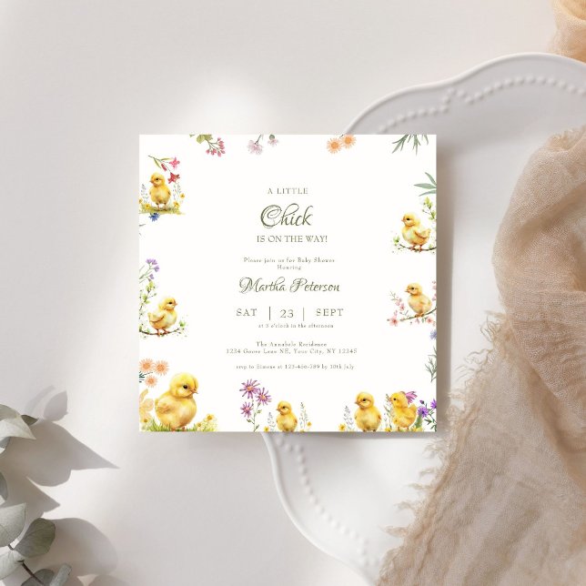 Invitation Petit poussin est sur le chemin du baby shower agr (Créateur téléchargé)