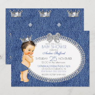 Invitation Petit Prince Baby Boy Denim & Diamonds
