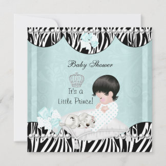 Invitation Petit Prince Baby Shower bébé garçon mint