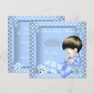 Invitation Petit Prince Baby Shower Garçon Bleu Blanc pois