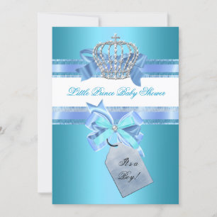 Invitation Petit Prince Baby shower Garçon Turquoise Couronne