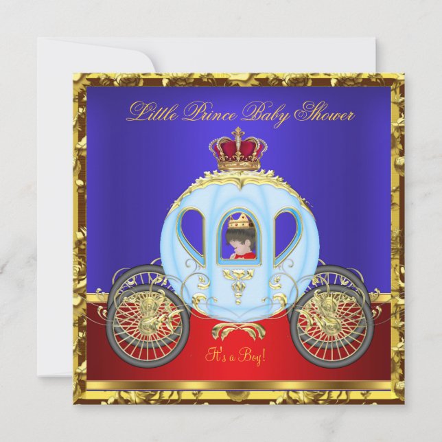 Invitation Petit Prince Baby shower Red Blue Gold Boy (Devant)