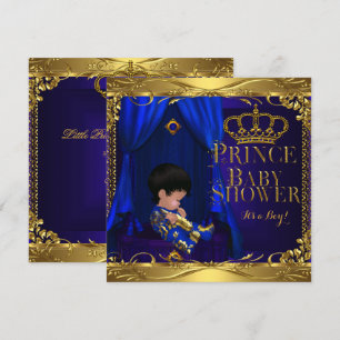 Invitation Petit Prince Bébé Filleul Garçon Bleu Royal Couron