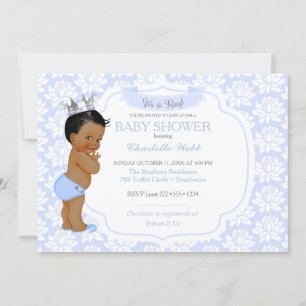Invitation Petit Prince Bleu Clair Argent Bébé Garçon
