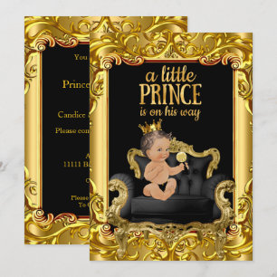 Invitation Petit Prince sur le Trône Baby Shower Brunette Béb