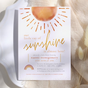 Invitation Petit Rayon de Soleil Baby Shower Bohème Arc-en-Ci