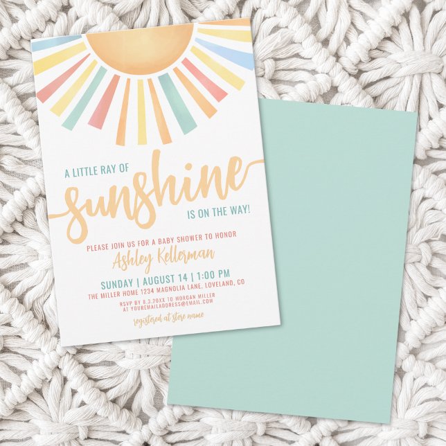 Invitation Petit Rayon De Soleil Baby shower Solaire (Little Ray Of Sunshine Sun Baby Shower Invitation)