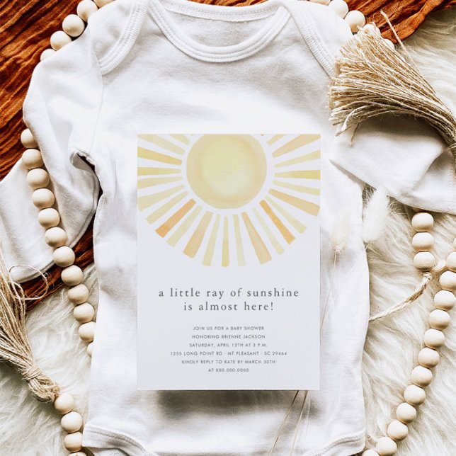 Invitation Petit Rayon De Soleil Boho Baby shower Jaune Solei (Créateur téléchargé)