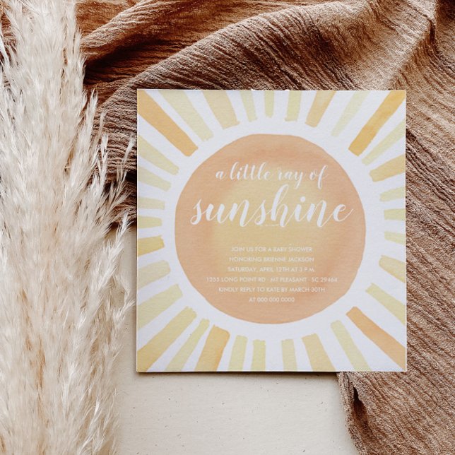 Invitation Petit Rayon De Soleil Jaune Baby shower Moderne (Créateur téléchargé)