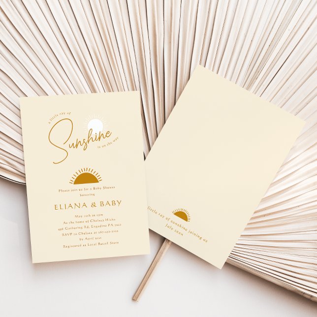 Invitation Petit rayon de soleil minimaliste Boho Baby shower (Créateur téléchargé)