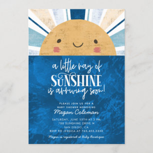Invitation Petit Rayon Du Baby shower Bleu Soleil