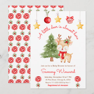 Invitation Petit Renne Baby Shower de Noël
