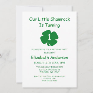 Invitation Petit Shamrock 1er anniversaire