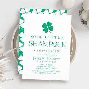 Invitation Petit Shamrock Garçon Moderne 1er Anniversaire