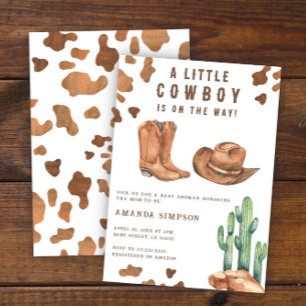 Invitation Petit Shower de Bébé Cow-Boy Western Rodeo 