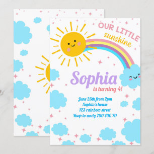 Invitation Petit soleil Arc-en-ciel nuages rose soleil Annive