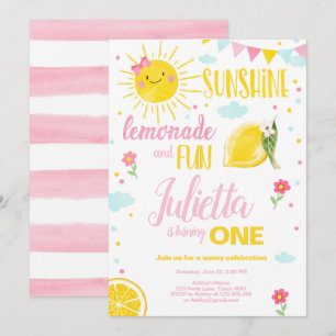 Invitation Petit soleil Lemonade Rose Girl Lemon Anniversaire