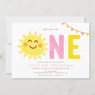 Invitation Petit soleil minimaliste première fille d'annivers