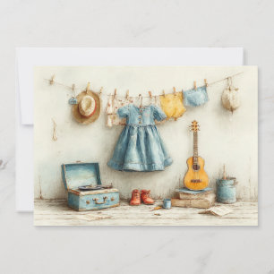 Invitation Petit Violoniste – Fille pour son 1er Anniversaire