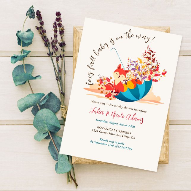 Invitation Petit Wild mignon Baby shower d'automne Foxy (Créateur téléchargé)