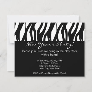 Invitation Petit Zèbre Noir et Blanc Nouvel An