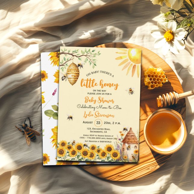 Invitation Petite abeille de miel Baby shower de peigne Invit (Créateur téléchargé)