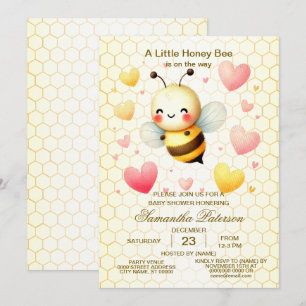 Invitation Petite abeille de miel coloré Baby shower mignonne