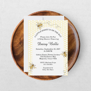 Invitation Petite Abeille en Route Fête Prénatale Bébé Jaune