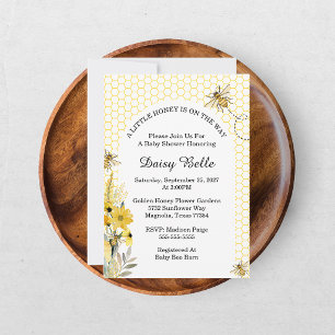 Invitation Petite Abeille en Route Fête Prénatale Bébé Jaune