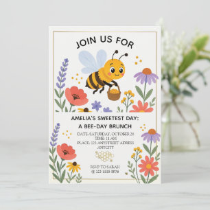Invitation Petite Abeille Occupée dans un Jardin Fleuri