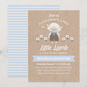 Invitation Petite agneau rustique bébé garçon douche Invitati