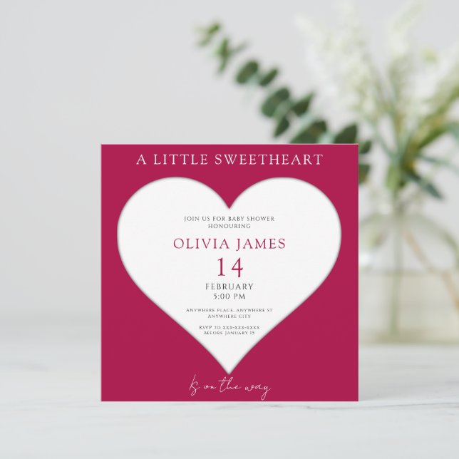 Invitation Petite amoureuse est en chemin baby shower fille (Debout devant)