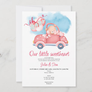 Invitation Petite amoureuse Teddy Bear Valentine Baby shower