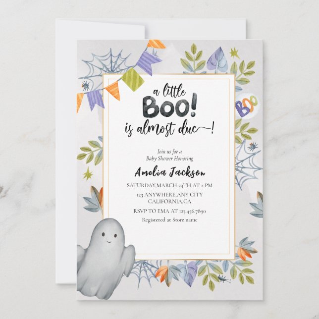 Invitation Petite aquarelle botte éffrayant Baby shower fantô (Devant)