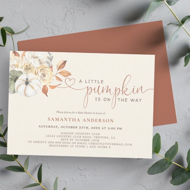 Invitation Petite aquarelle Citrouille Automne Baby shower fl (A pumpkin baby shower invite is a delightful way to incorporate the fall season to celebrate.)