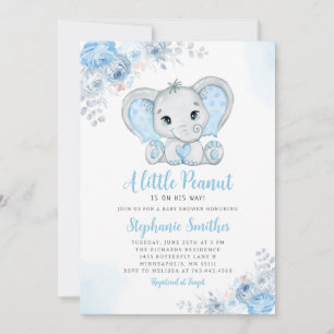 Invitation Petite arachide aquarelle garçon éléphant Baby sho
