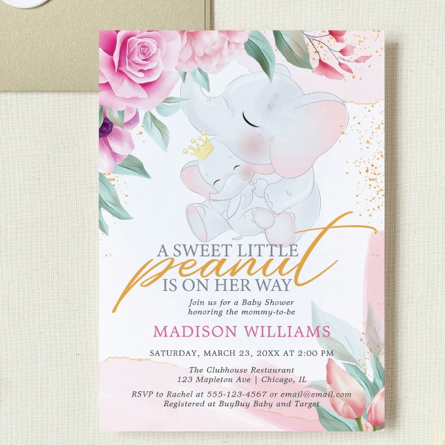 Invitation Petite arachide Élégante fille baby shower Invitat (Créateur téléchargé)