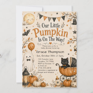 Invitation Petite Baby Shower Halloween pour Bébé Citrouille