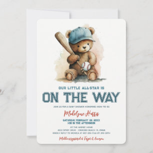 Invitation Petite Baby Shower Ourson Baseball Little All Star