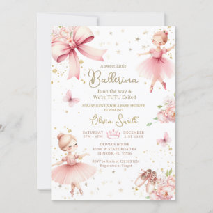 Invitation Petite Ballerina Rose Sur Le Chemin Baby shower