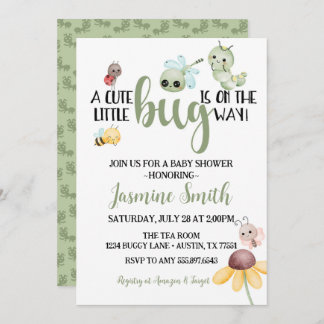 Invitation Petite chenille à Baby shower d'insectes