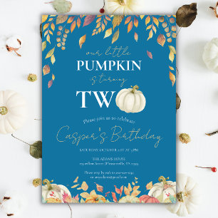 Invitation Petite Citrouille 2e anniversaire aquarelle automn
