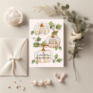 Invitation Petite citrouille automne aquarelle florale baby s