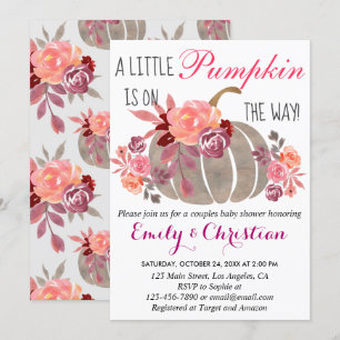 Invitation Petite citrouille automne couples baby shower flor
