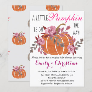 Invitation Petite citrouille automne couples Baby Shower Flor