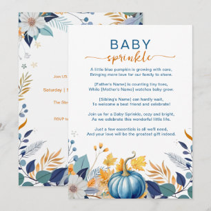 Invitation Petite citrouille bleue pour baby sprinkle