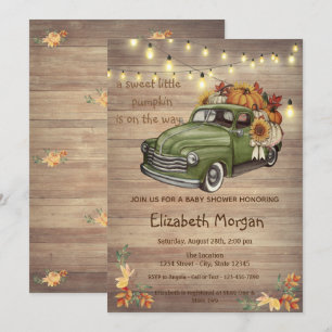 Invitation Petite citrouille, Camion de bois Baby shower de t