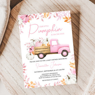 Invitation Petite Citrouille Camion Rose Fête Prénatale de Bé