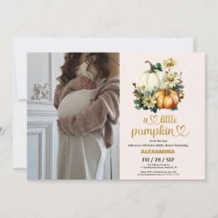 Invitation Petite citrouille chute aquarelle florale baby sho