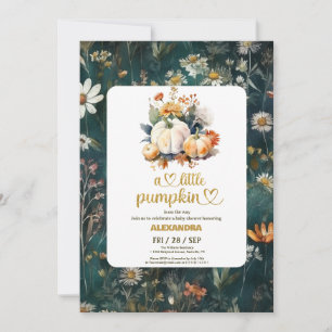 Invitation Petite citrouille chute de fleurs aquarelles pour 
